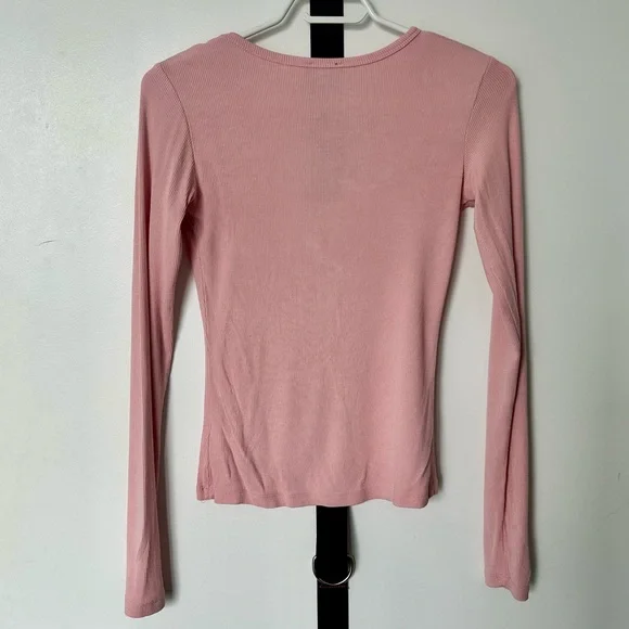 Baby Pink Dynamite Ribbed V-Neck - Picture 4 of 4